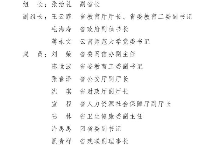 权威发布丨云南省人民政府办公厅关于成立云南省学校心理健康教育工作领导小组的通知