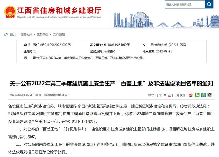 中国邮政赣州分公司一建设项目上江西“百差工地”名单！
