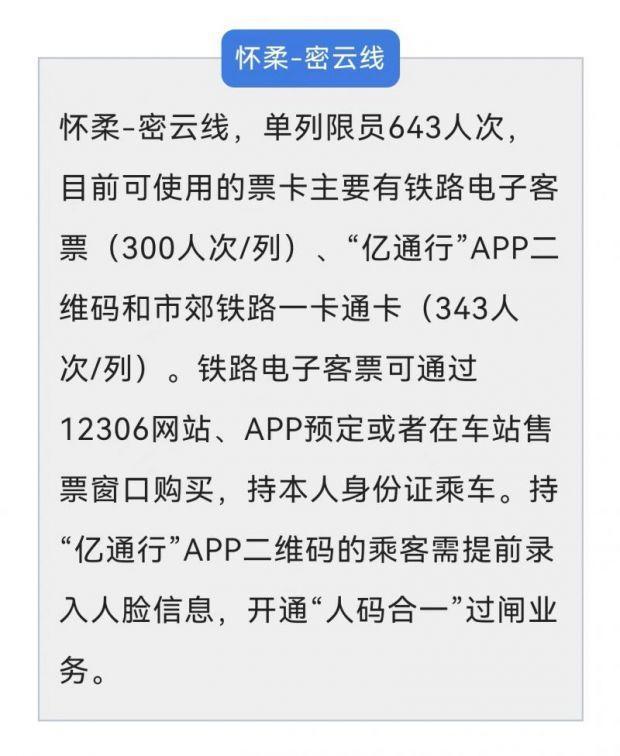 中秋假期北京市郊铁路限员运行 列车达到规定人数停止检票进站