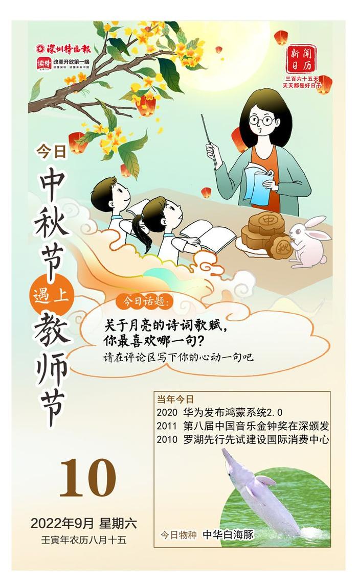 新闻日历 | 9月10日 中秋节遇上教师节