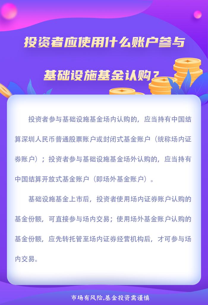 投资者应使用什么账户参与基础设施基金认购？