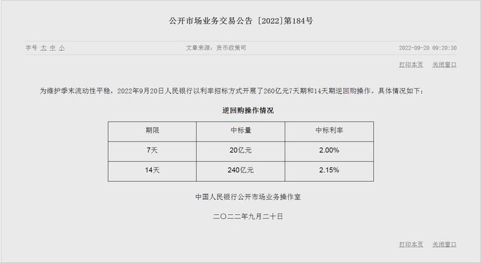 中国人民银行最新公告！