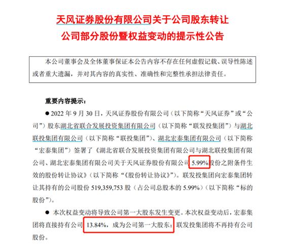 天风证券“变局”，宏泰集团晋升大股东，国资背景股东持股接近97%，背后是湖北金融产业快速布局