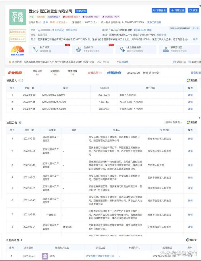 触目惊心！背债6.4亿，限制高消费！西安二环内翡丽西安敢买吗？