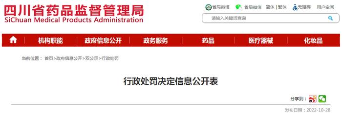 四川省药监局关于四川省仁祥药业有限公司的行政处罚决定信息