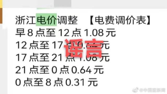 网传浙江电费自12月1日起涨价，电力部门否认：未收到电价调整文件，居民用电电价政策不变