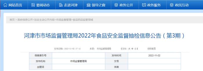 山西省河津市市场监管局抽检方便食品2批次   合格2批次