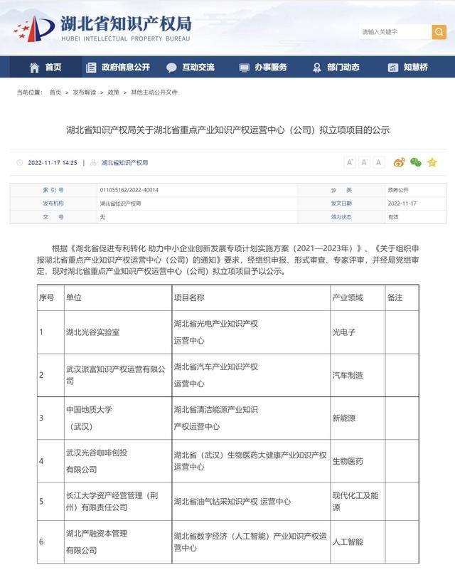 光谷4家单位入选湖北省首批知识产权运营中心