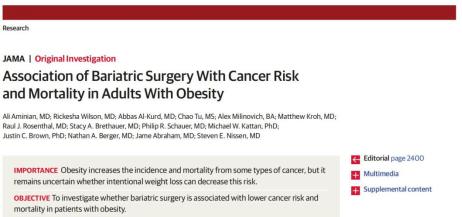 JAMA：如何防癌？减肥可以让癌症风险减少30%、死亡率下降近一半！手术减肥效果一样！