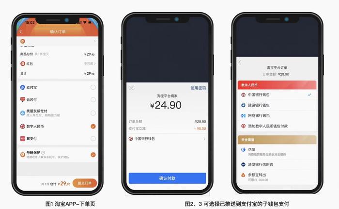 图示:在最新版淘宝App内使用数字人民币