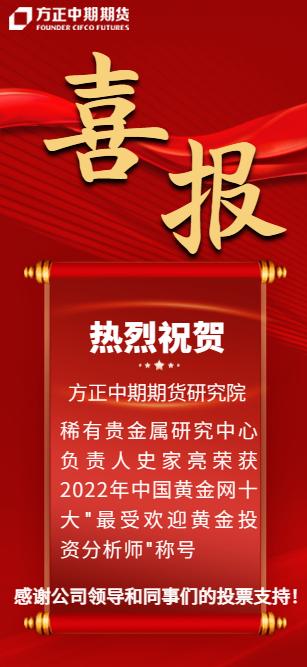 【喜报】我司研究院贵金属资深研究员史家亮荣获中国黄金网十大“最受欢迎黄金投资分析师”！