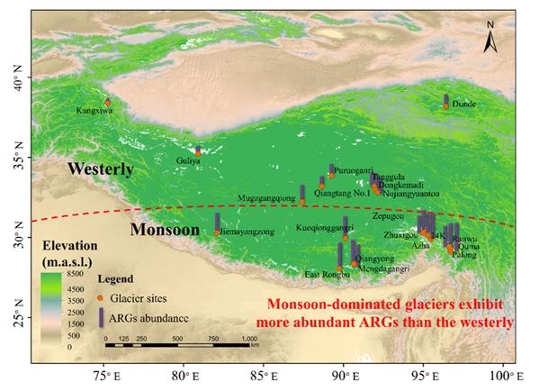 EP：印度季风对青藏高原冰川抗性基因分布的影响