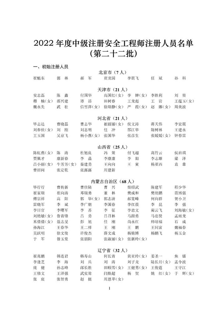 速戳！2022年第二十二批中级注安师注册人员名单公布！