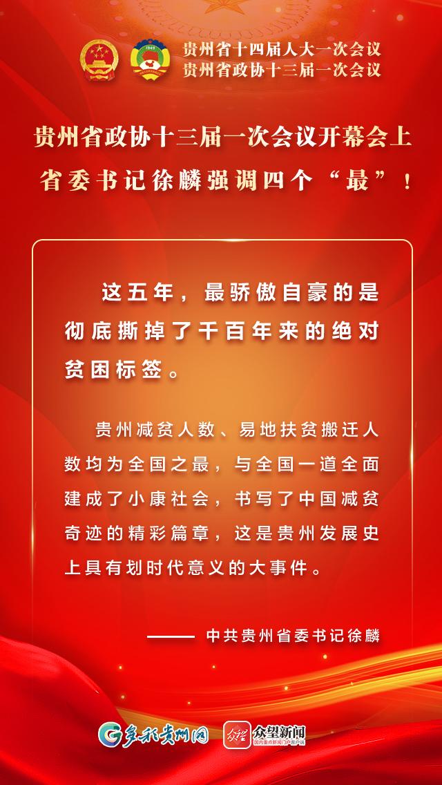 【海报】贵州省政协十三届一次会议开幕会上，省委书记徐麟强调四个“最”！