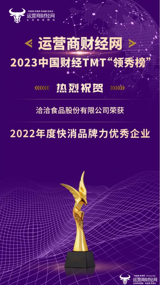 2023中国财经TMT“领秀榜”盛典:洽洽食品股份有限公司荣获“2022年度快消品牌力优秀企业奖项”