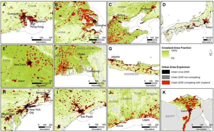 PNAS | 未来城市土地扩张及其对全球农田的影响