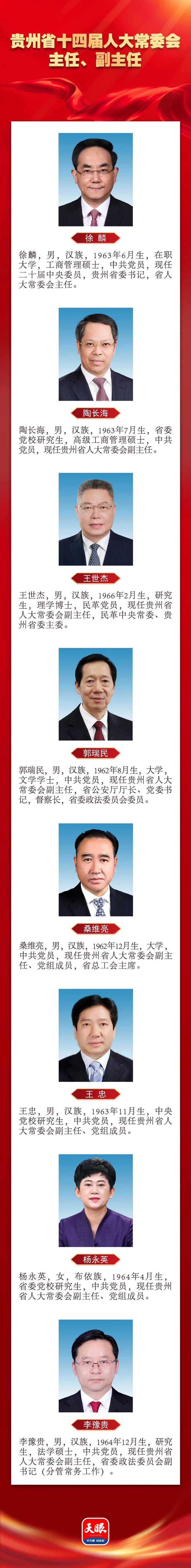 徐麟当选贵州省第十四届人民代表大会常务委员会主任 7人当选副主任