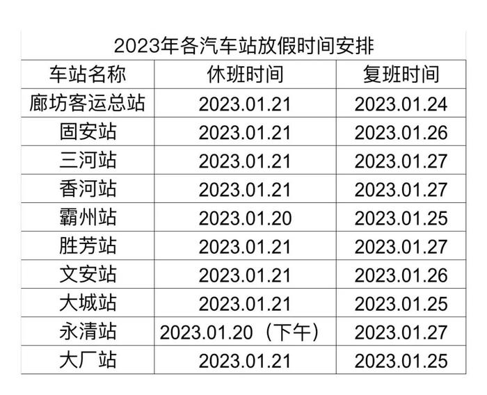 注意！北三县各汽车站发车时间调整！