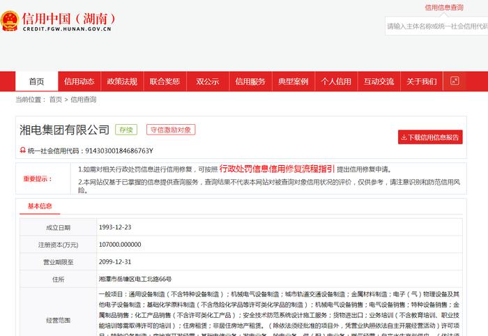 湘电集团有限公司因“提供不真实统计资料”被罚5.5万元