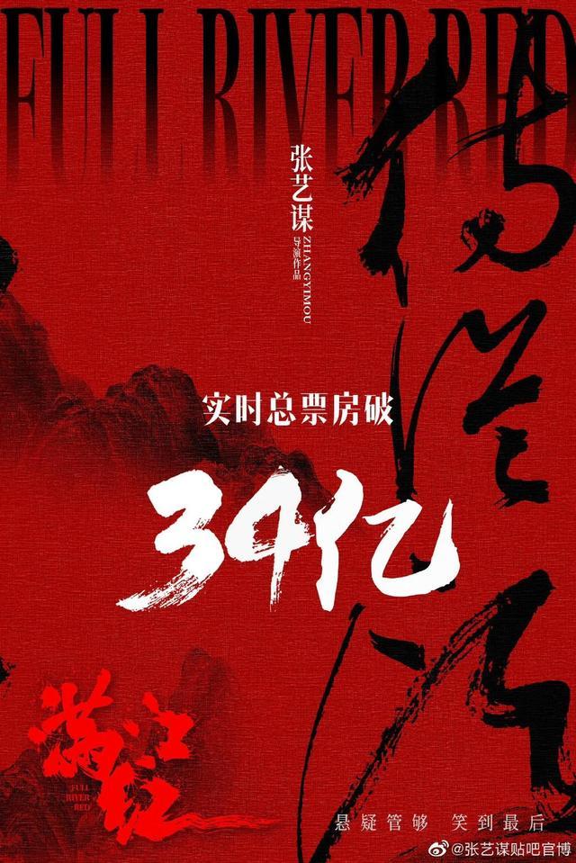 创中国影史新高！2023年1月总票房破100亿，《满江红》破34亿，张艺谋贴吧官博发文：不出意外周末可以过40亿