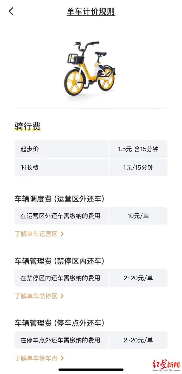 ▲美团单车计价规则