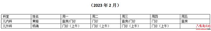 复旦大学附属儿科医院安徽儿童医院“名医工作室”专家排班表