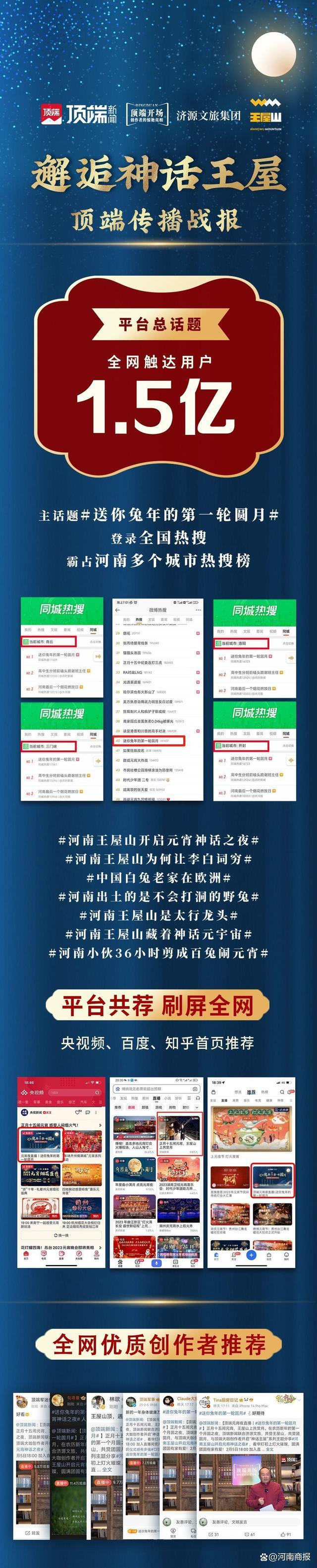 登上全国热搜，全网流量1.5亿+！王屋山元宵夜解锁“神话王屋”新玩法