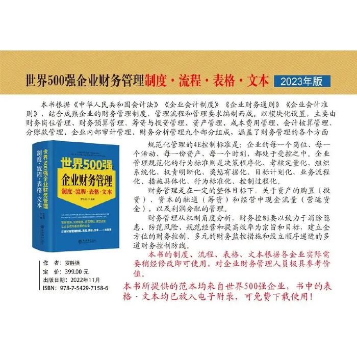 每日荐书 | 世界500强企业财务管理制度·流程·表格·文本