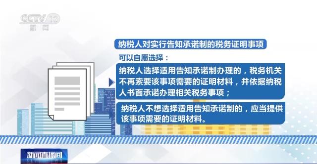 下月起6项税务证明事项实行告知承诺制