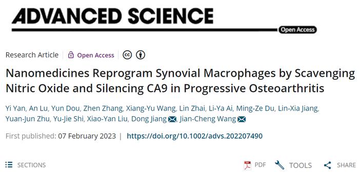 王坚成团队和江东团队在重塑炎症微环境治疗骨关节炎研究领域取得新进展