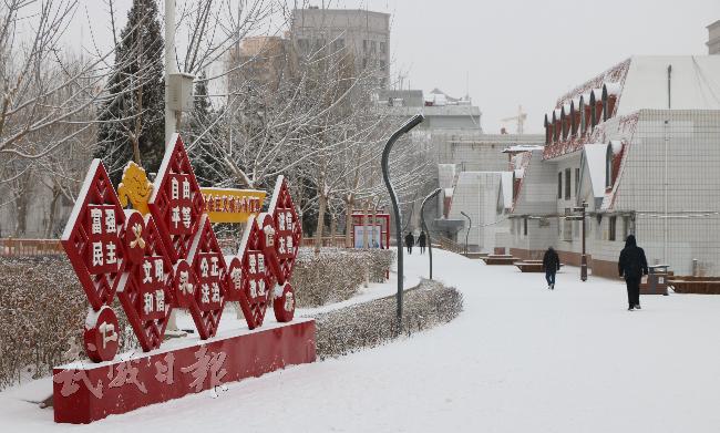 【图片新闻】雪中的武威市凉州区西郊公园银装素裹 分外美丽
