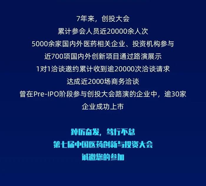 【关注】重点来了！第七届中国医药创新与投资大会最新日程发布