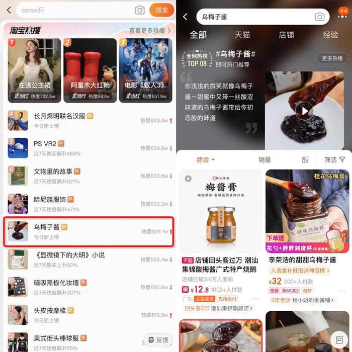《乌梅子酱》歌曲带火同款果酱，相关搜索量增长200倍