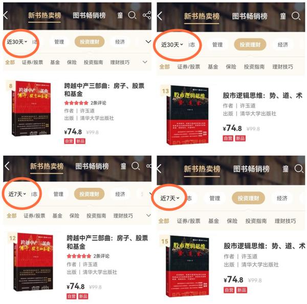 许玉道新书面世，《跨越中产三部曲》、《股市逻辑思维》双双上热卖榜！