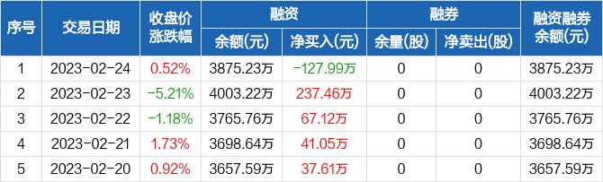 华是科技：融资净偿还127.99万元，融资余额3875.23万元（02-24）