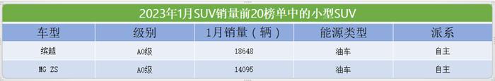 1月SUV市场销量TOP20：特斯拉ModelY夺冠，15款自主车型进榜