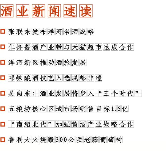 ​张联东发布洋河名酒战略/仁怀酱酒产业带与天猫超市达成合作​/邛崃酿酒技艺入选成都非遗······