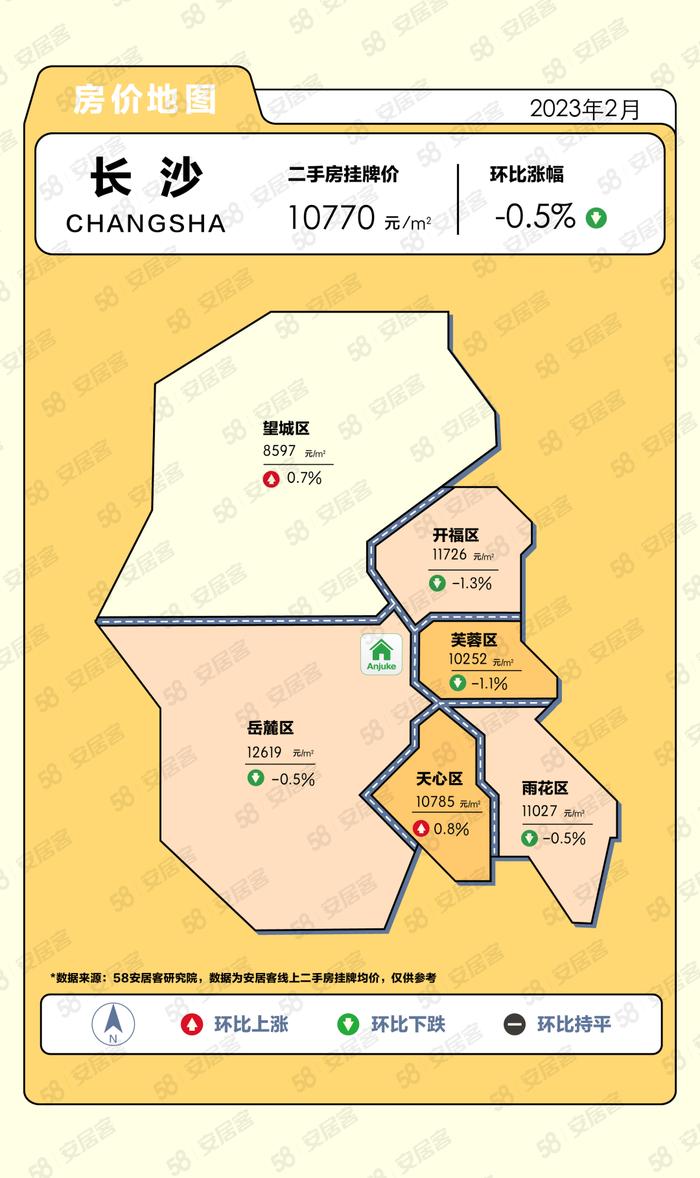 58安居客研究院：2023年2月份热点城市房价地图