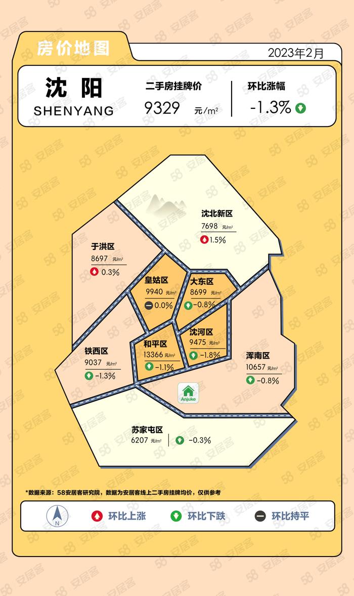 58安居客研究院：2023年2月份热点城市房价地图