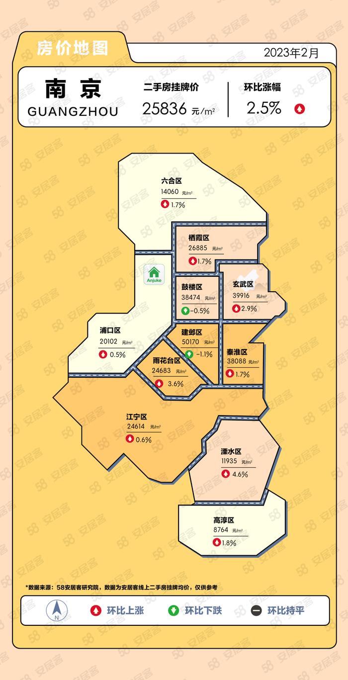 58安居客研究院：2023年2月份热点城市房价地图