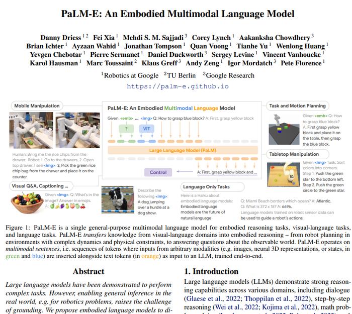 5620亿参数！谷歌发布全球最大视觉语言模型PaLM-E：几乎拥有所有语言能力，能识别图像信息、操控机器人……