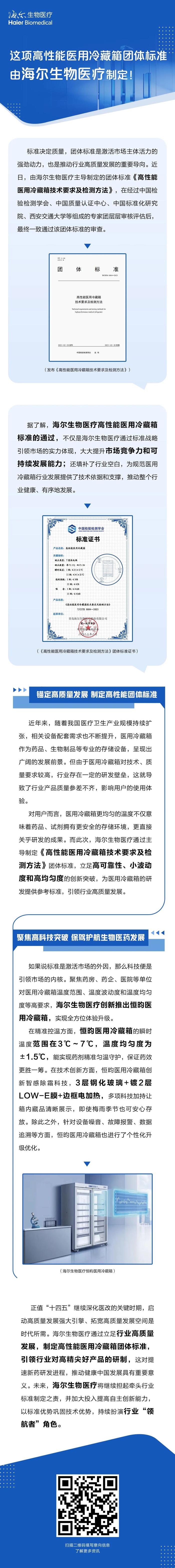 热点大事丨这项高性能医用冷藏箱团体标准，由海尔生物医疗制定！