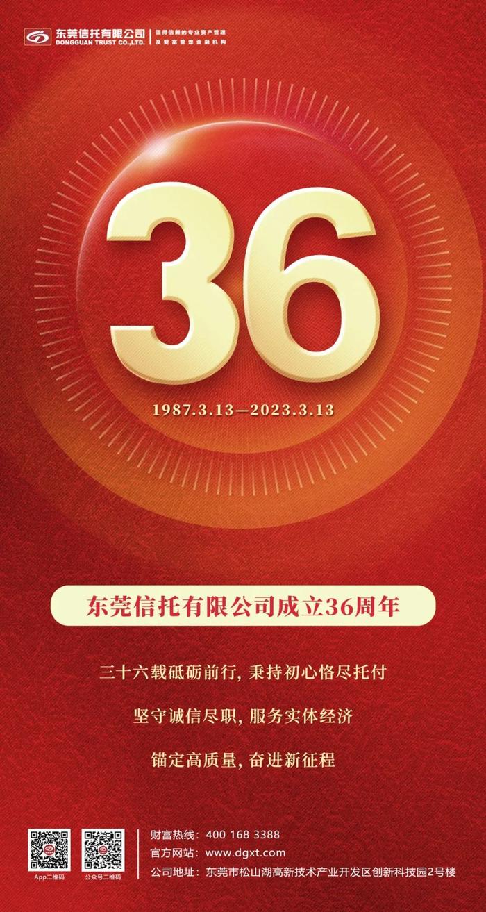 东莞信托有限公司成立36周年