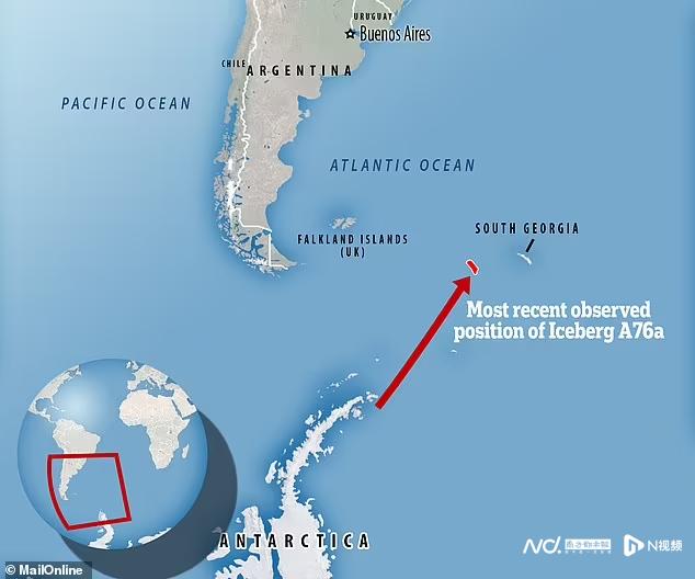 大如伦敦的巨大冰山从南极冰架断裂，或危害航运、渔业和生态