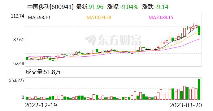 中国移动：2月移动业务客户总数约9.79亿户