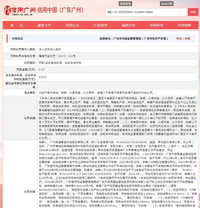 存在建筑材料质量违法行为   广州锐速智能科技股份有限公司被罚