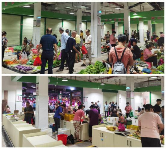 市民在大园塘农贸市场内购物。(图片来源:龙圩区市场监督管理局)