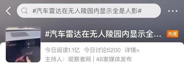 男子去无人陵园扫墓，汽车雷达显示全是人……车企回应