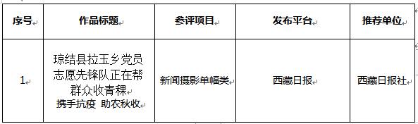 西藏记协关于推荐参评第33届中国新闻奖新闻摄影作品的公示