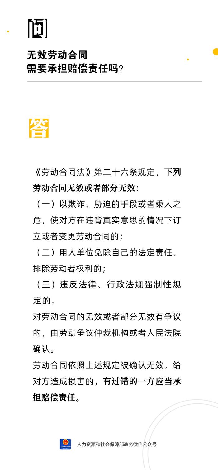 【人社日课·4月3日】无效劳动合同需要承担赔偿责任吗？